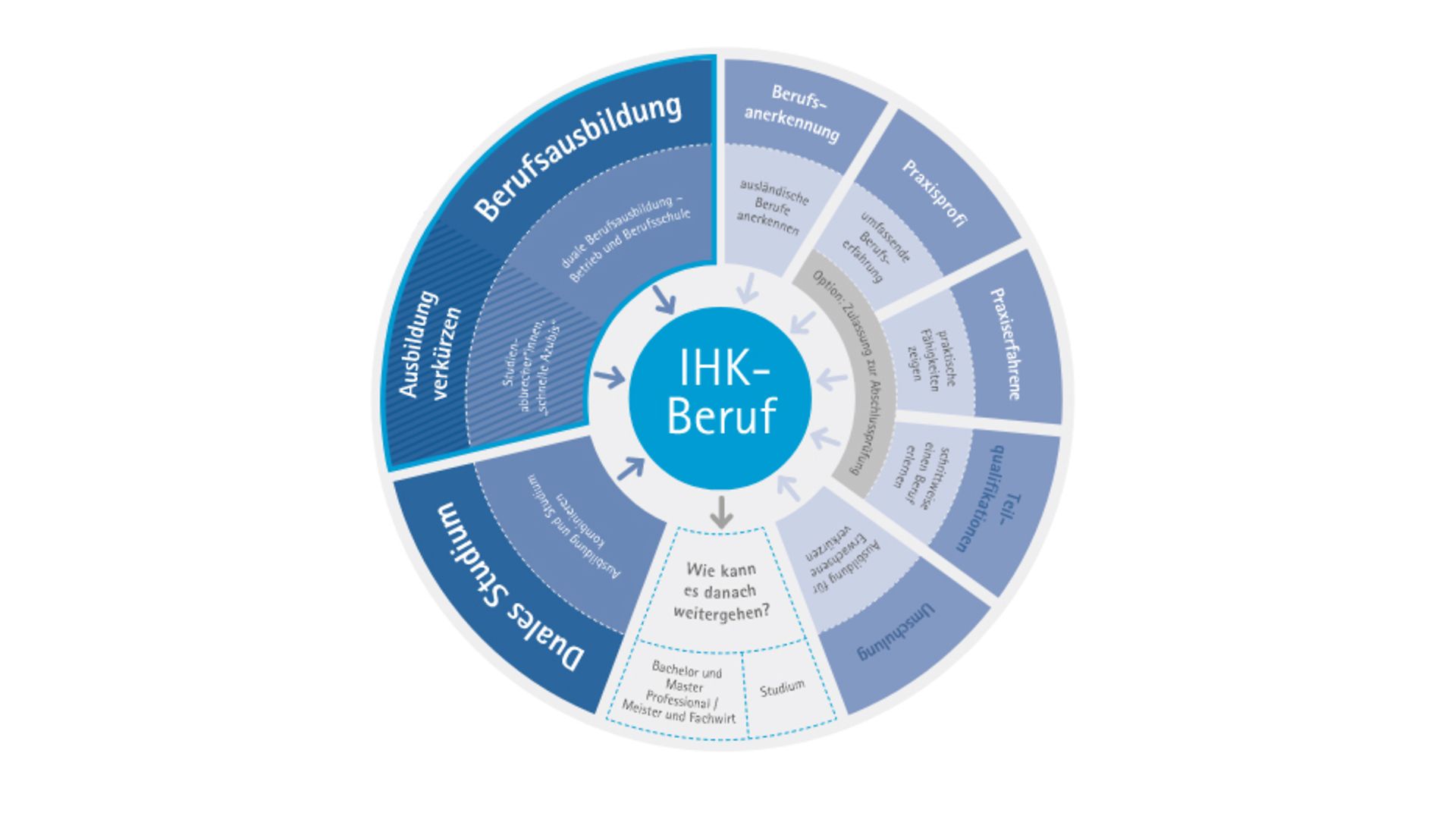 Screenshot zur interaktiven Grafik Wege in den IHK-Beruf
