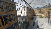 Haus der Deutschen Wirtschaft Blick von oben auf das Atrium des DIHK-Gebäudes in Berlin