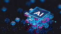 KI-generiertes Bild eines Computer-Prozessors, auf dem "AI" steht