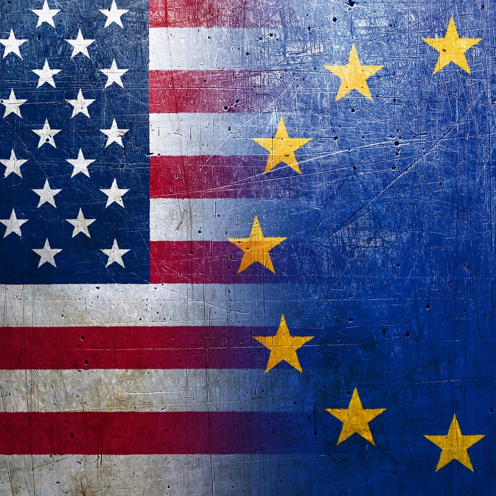Flagge USA und EU