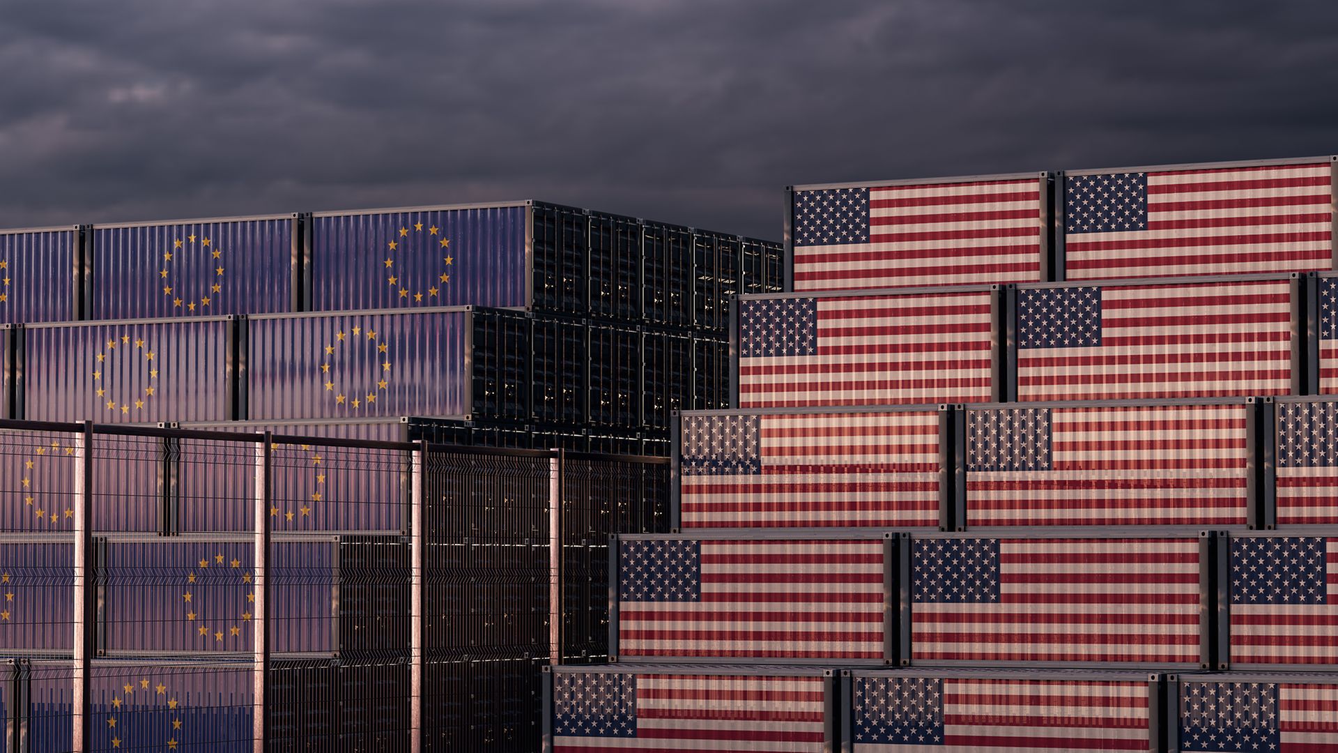 EU-US-Containerstapel