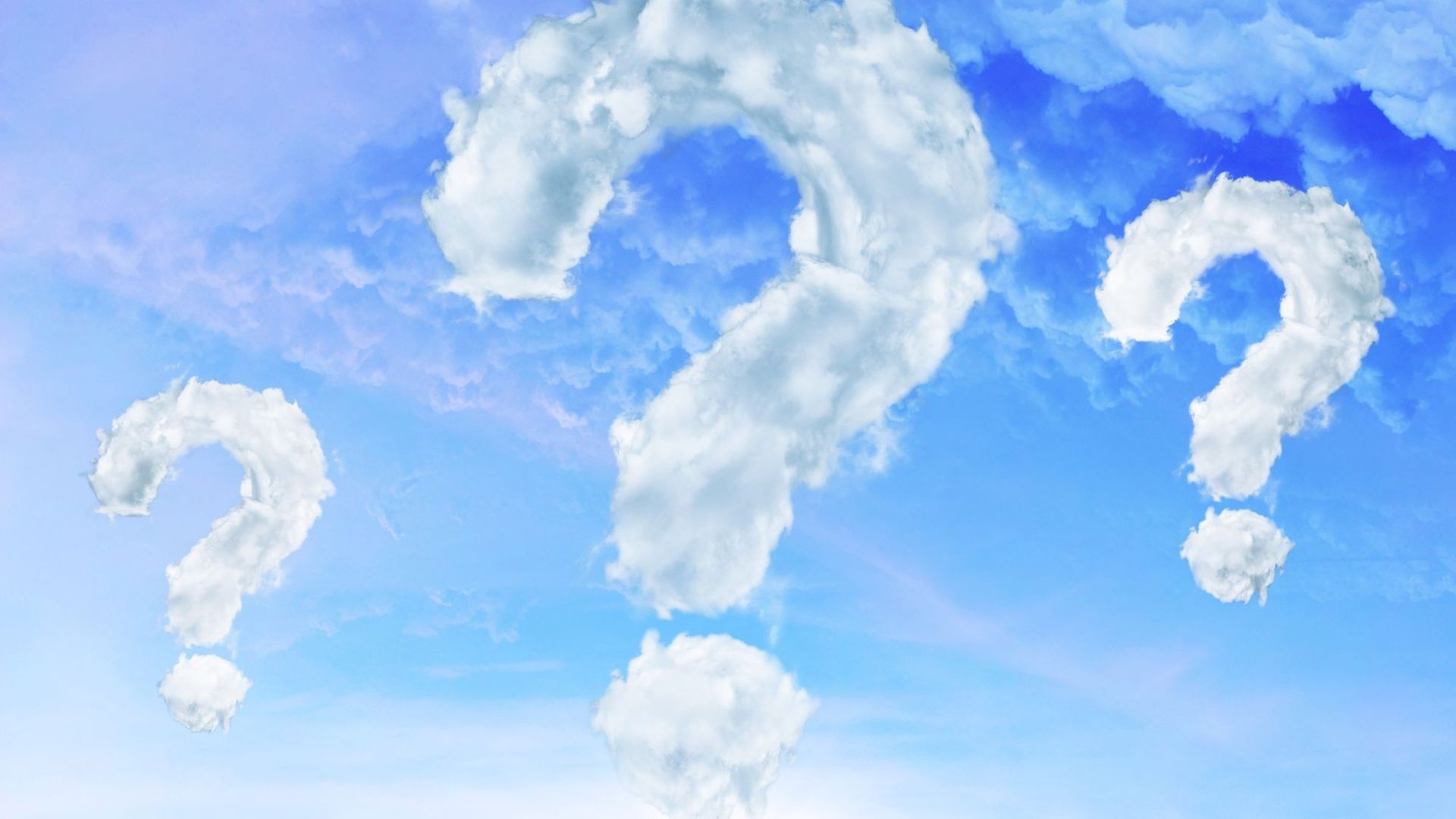 Fragezeichen aus Wolken als Illu für FAQ Klimaschutz