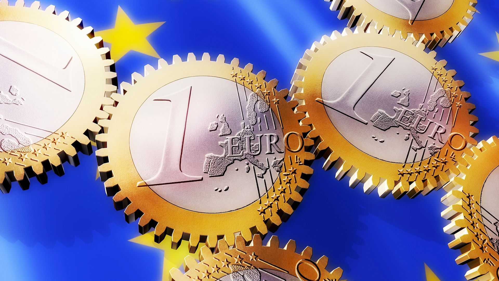 Euro-Münzen als Zahnräder