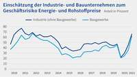 Grafik DIHK-Konjunkturumfrage Frühsommer 2021: Zeitreihe Energie- und Rohstoffpreise