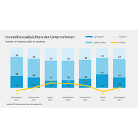 Grafik zur Konjunkturumfrage Jahresbeginn 2023, Investitionsabsichten 